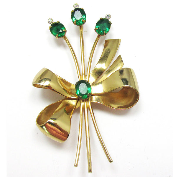 Exceptional Vintage 1940s Signed Coro Diamante Floral Bouquet Pin - Front
