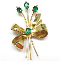 Exceptional Vintage 1940s Signed Coro Diamante Floral Bouquet Pin - Front - Thumbnail