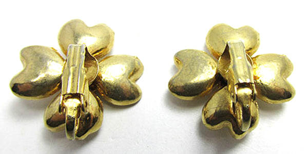 Vintage 1960s Contemporary Look Cream Enamel Floral Earrings - Back