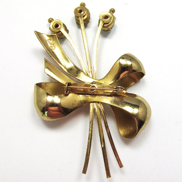 Exceptional Vintage 1940s Signed Coro Diamante Floral Bouquet Pin - Back