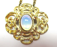 Vintage Signed Florenza 1950s Mid-Century Rhinestone and Bead Pendant - Close Up - Thumbnail