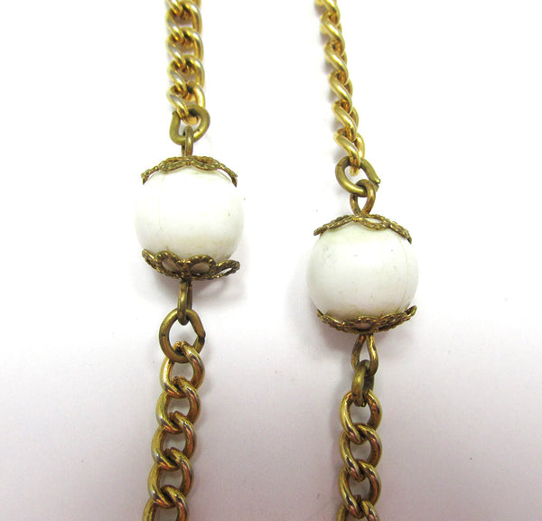 Vintage Signed Florenza 1950s Mid-Century Rhinestone and Bead Pendant - Close Up Beads