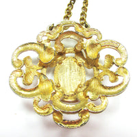 Vintage Signed Florenza 1950s Mid-Century Rhinestone and Bead Pendant - Close Up Back - Thumbnail