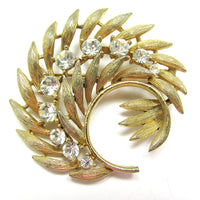 Signed Lisner Designer Vintage Mid-Century Clear Diamante Pin - Front - Thumbnail