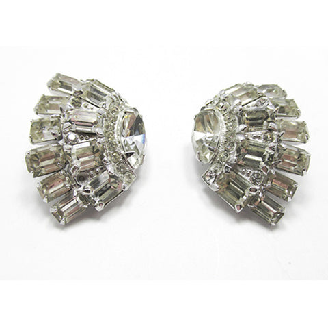 1950s Signed Eisenberg Mid-Century Designer Diamante Earrings - Front