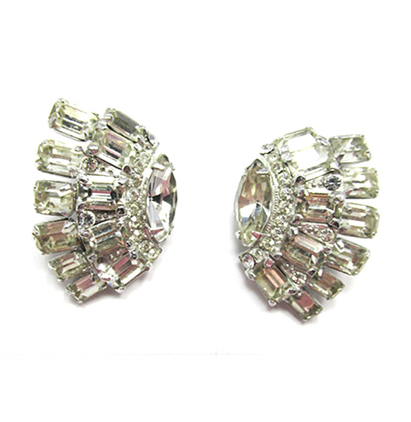1950s Signed Eisenberg Mid-Century Designer Diamante Earrings - Front
