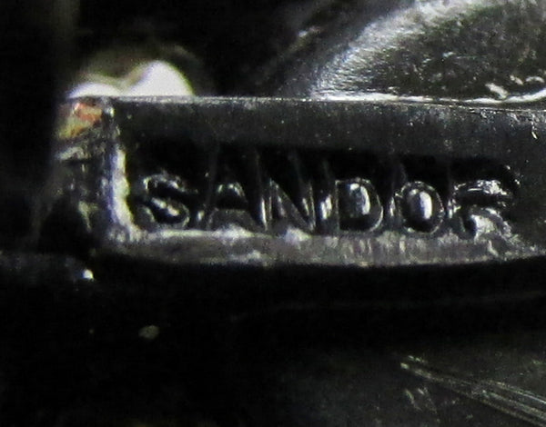 Vintage 1950s Signed Sandor Japanned Diamante Figural Bird Pin