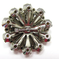 Spectacular Three-Dimensional 1950s Vintage Floral Diamante Pin - Back - Thumbnail