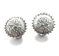 Pennino Vintage Exquisite Mid Century Clear Rhinestone Button Earrings - Front - Thumbnail
