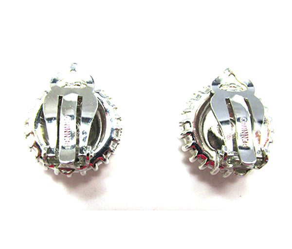 Pennino Vintage Exquisite Mid Century Clear Rhinestone Button Earrings - Back