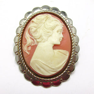 Vintage 1950s Mid-Century Timeless Oval Woman’s Head Cameo Pin