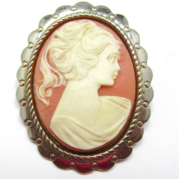Vintage 1950s Mid-Century Timeless Oval Woman’s Head Cameo Pin