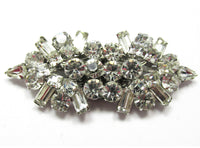1930s Vintage Early Century Clear Diamante Duette Pin/Fur Clips - Front - Thumbnail