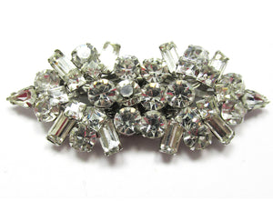 1930s Vintage Early Century Clear Diamante Duette Pin/Fur Clips - Front