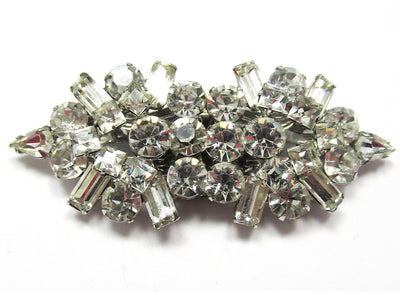 1930s Vintage Early Century Clear Diamante Duette Pin/Fur Clips