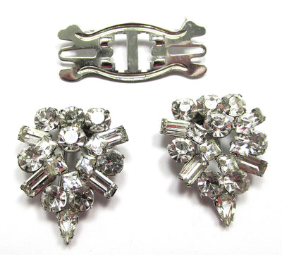 1930s Vintage Early Century Clear Diamante Duette Pin/Fur Clips – alternate