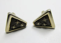 1960s Men's Vintage Eye-Catching Geometric Gold Cufflinks - Front - Thumbnail