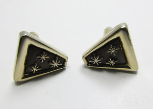 1960s Men's Vintage Eye-Catching Geometric Gold Cufflinks - Front