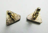 1960s Men's Vintage Eye-Catching Geometric Gold Cufflinks - Back - Thumbnail