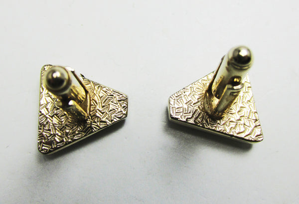 1960s Men's Vintage Eye-Catching Geometric Gold Cufflinks - Back