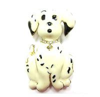 Adorable 1950s Vintage Black and White Enamel Dog Pin/Pendant - Front - Thumbnail