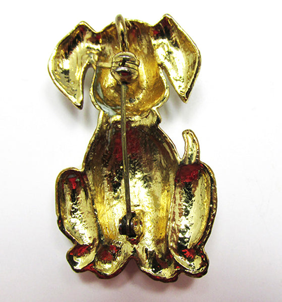 Adorable 1950s Vintage Black and White Enamel Dog Pin/Pendant - Back