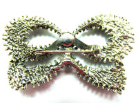 Vintage 1950s Mid-Century Unique Diamante and Pearl Bow Pin