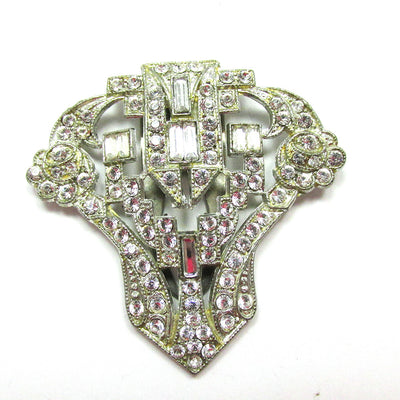 Dazzling 1930s Vintage Art Deco Style Clear Diamante Dress Clip