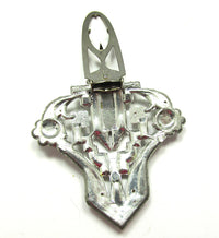 Dazzling 1930s Vintage Art Deco Style Clear Diamante Dress Clip - Back - Thumbnail