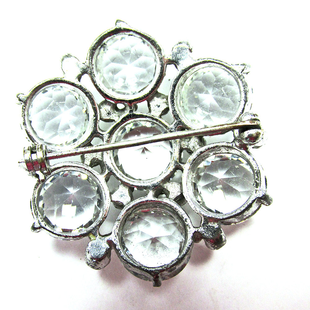 Distinctive Pin Distinctive Vintage 1950s Mid-Century Clear Diamante Floral Pin ...