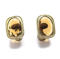 Sarah Coventry Signed 1950s Vintage Amber Rhinestone Clip-On Earrings - Front - Thumbnail