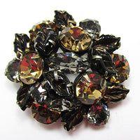 Signed Regency Vintage 1950s Designer Diamante Floral Pin - Front - Thumbnail
