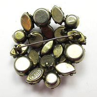 Signed Regency Vintage 1950s Designer Diamante Floral Pin - Back - Thumbnail