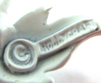 Vintage Signed Hollycraft 1950s Diamante and White Enamel Floral Pin - Signature - Thumbnail