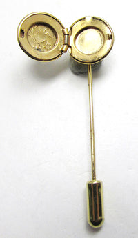 Vintage 1960s Adorable Gold-Tone Engraved Hat or Stick Pin Locket