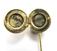 Vintage 1960s Adorable Gold-Tone Engraved Hat or Stick Pin Locket