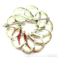 Bold Eye-Catching 1950s Vintage Citrine Diamante Swirl Pin - Back - Thumbnail