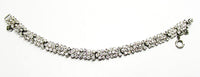 Vintage 1930s Art Deco Clear Rhinestone Silver-Toned Floral Bracelet - Front - Thumbnail
