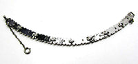 Vintage 1930s Art Deco Clear Rhinestone Silver-Toned Floral Bracelet - Back - Thumbnail