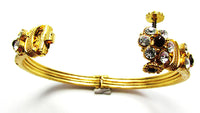 Vintage 1960s Clear and Ruby-Red Rhinestone Enameled Cuff Bracelet - Opened Bracelet - Thumbnail