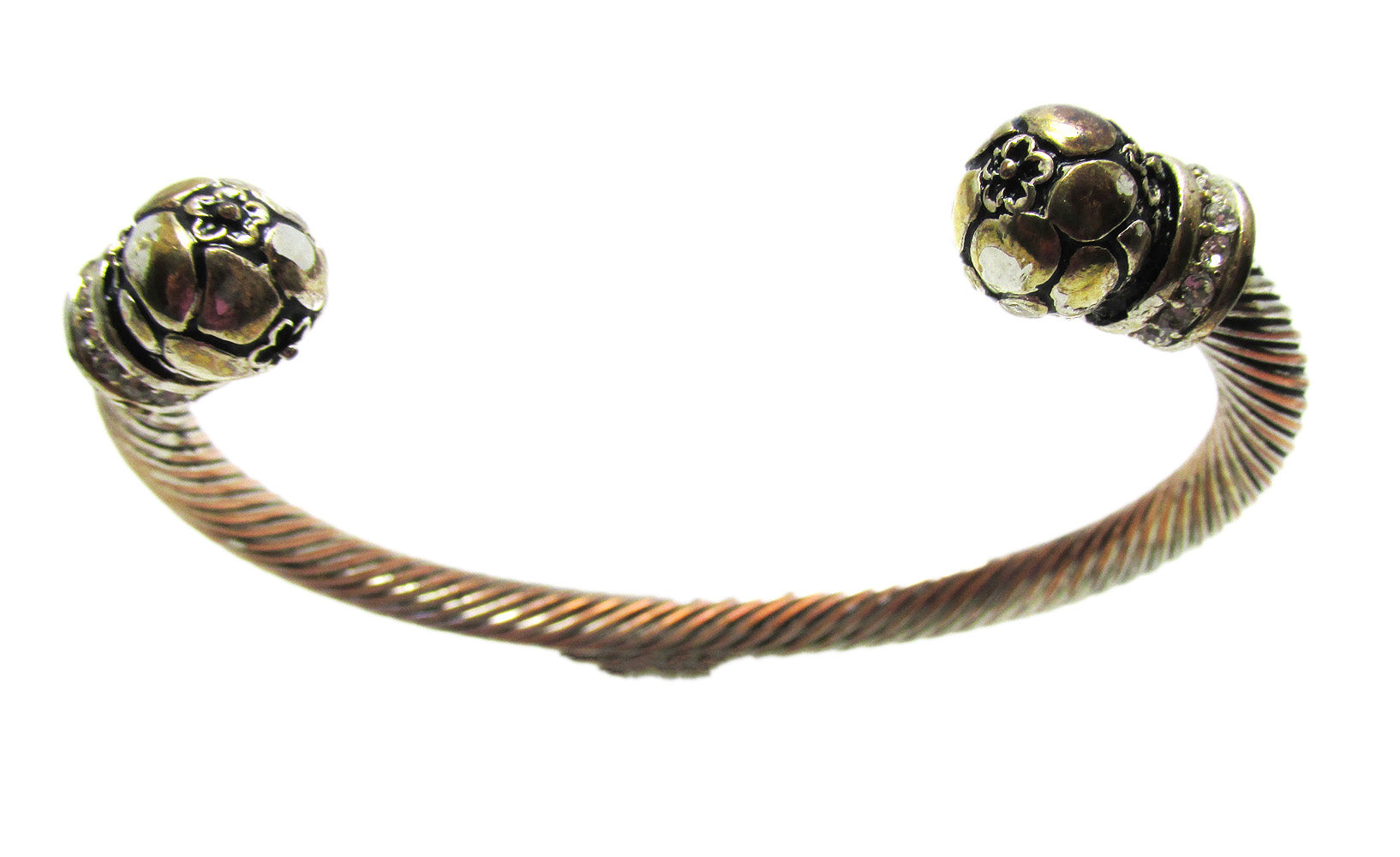 Vintage 1980s Celtic Style Clear Rhinestone Gold-Toned Bracelet