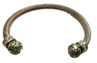 Vintage 1980s Celtic Style Clear Rhinestone Gold-Toned Bracelet - Thumbnail