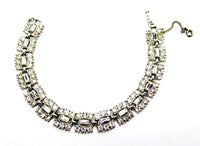 Vintage Signed Bogoff 1950s Clear Rhinestone and Silver Bracelet - Front - Thumbnail