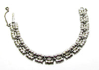 Vintage Signed Bogoff 1950s Clear Rhinestone and Silver Bracelet - Back - Thumbnail