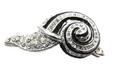 Vintage 1950s Clear Rhinestone and Black Enamel Figural Snail Pin - Front
