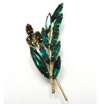 Vintage 1950s Sparkling Timeless Diamante Floral Spray Pin - Front - Thumbnail