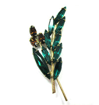 Vintage 1950s Sparkling Timeless Diamante Floral Spray Pin - Front - Thumbnail