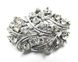 Vintage 1950s Mid-Century Sparkling Clear Rhinestone Silver-Toned Pin - Front