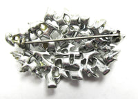 Vintage 1950s Mid-Century Sparkling Clear Rhinestone Silver-Toned Pin - Back - Thumbnail