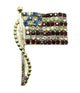 Signed Dodds Patriotic Clear, Red, and Blue Rhinestone Flag Pin